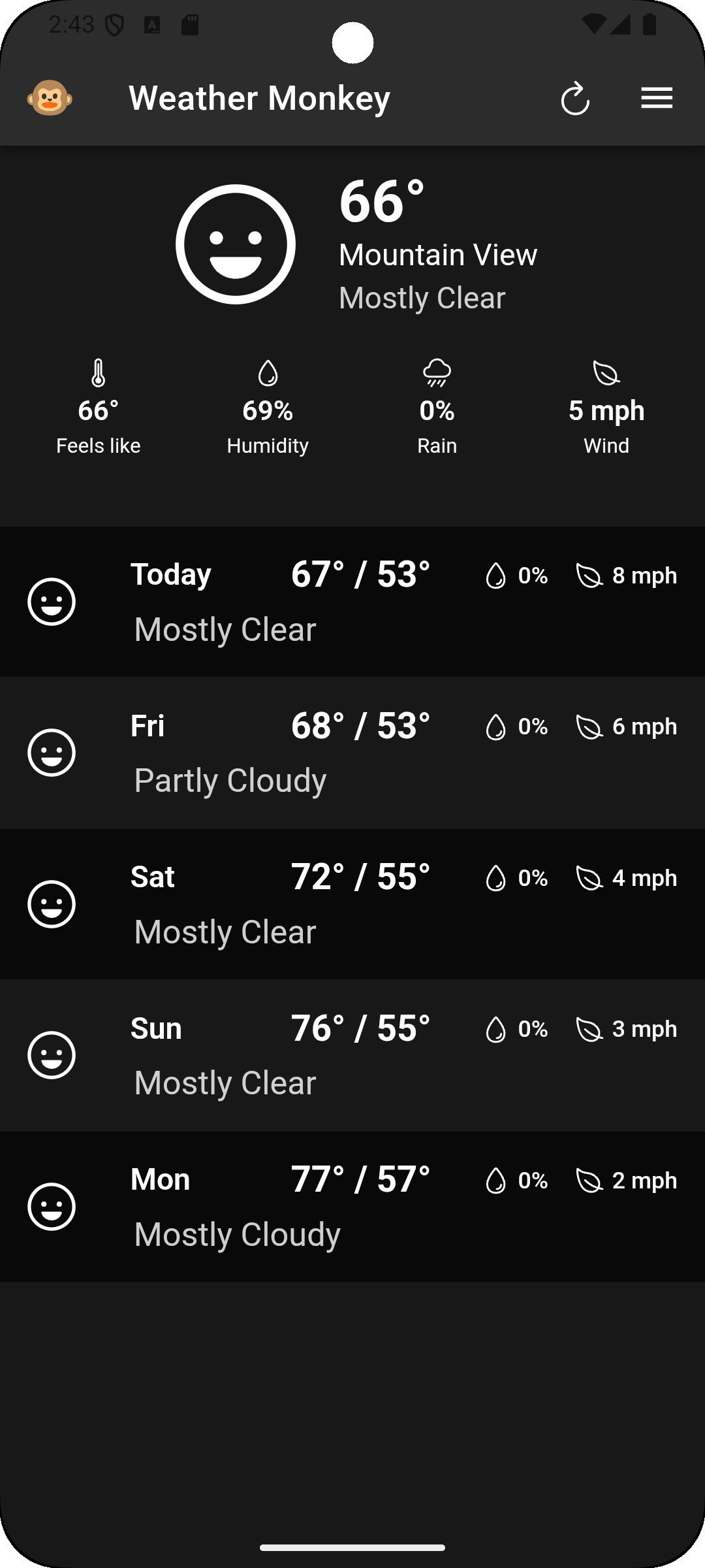 Weather Monkey App Screenshot